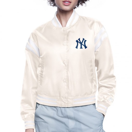 NY Yankees Printed Logo Varsity Satin Jacket