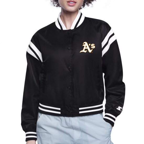 Oakland Athletics Printed Logo Varsity Satin Jacket