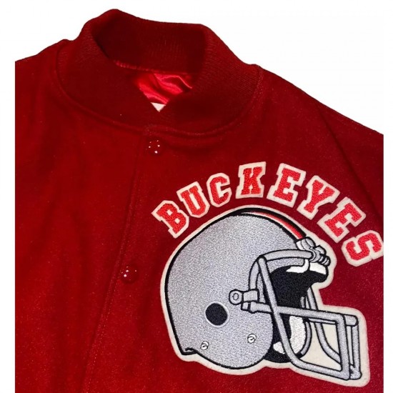 Ohio State Buckeyes Burgundy and White Varsity Jacket