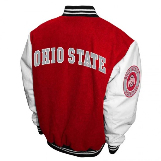 Ohio State Buckeyes Graduate Scarlet and White Varsity Jacket