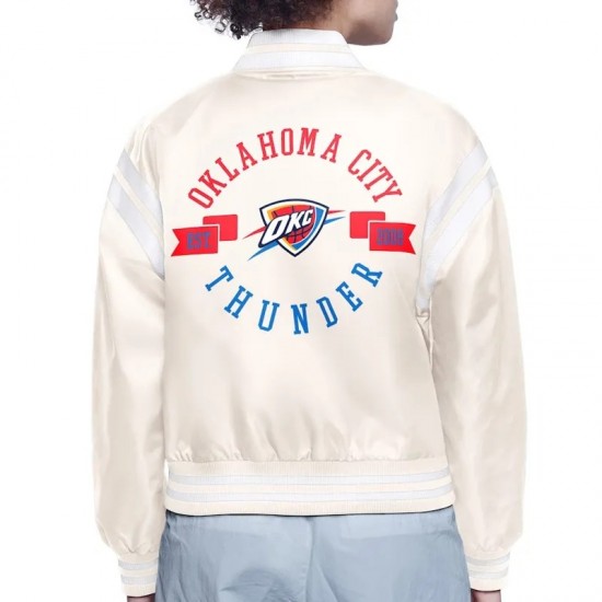 Oklahoma City Thunder Printed Logo Varsity Satin Jacket