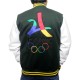 Paris 2024 France Olympics Green Wool White Leather Varsity Jacket