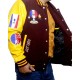 Paris 2024 France Olympics Maroon Wool and Leather Sleeves Varsity Jacket