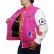 Paris 2024 France Olympics Pink Wool White Leather Varsity jacket