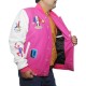 Paris 2024 France Olympics Pink Wool White Leather Varsity jacket