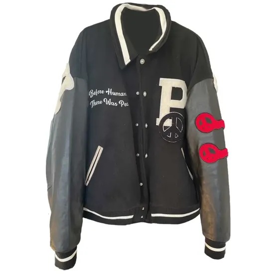 Peaceful People Black Varsity Jacket