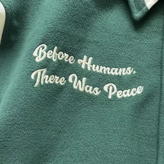 Peaceful People Green Varsity Jacket