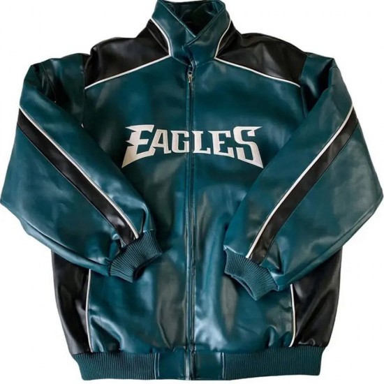 Philadelphia Eagles Green and Black Leather Jacket