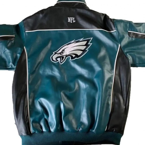 Philadelphia Eagles Green and Black Leather Jacket