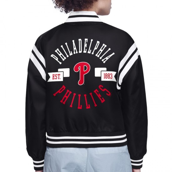 Philadelphia Phillies Printed Logo Varsity Satin Jacket