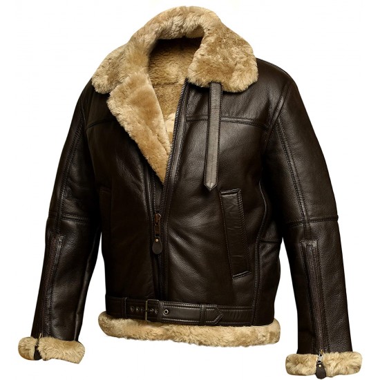 RAF Bomber Ginger Aviator British Sheepskin Shearling Leather Jacket