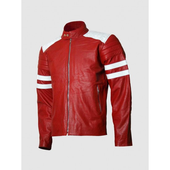 Red & White Real Leather Jacket