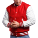 Red Wool and White Leather Varsity Letterman Jacket