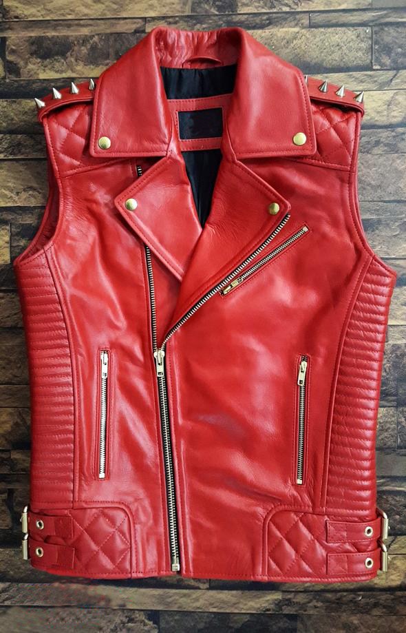 red leather vest mens