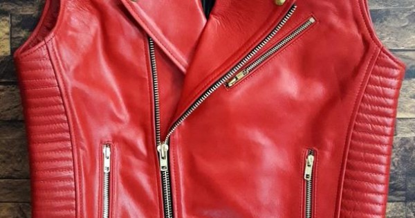 Red leather vest - Leather Direct