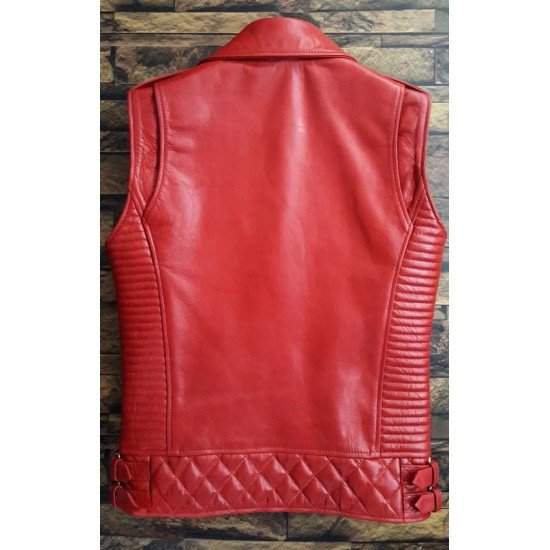 Red leather vest - Leather Direct