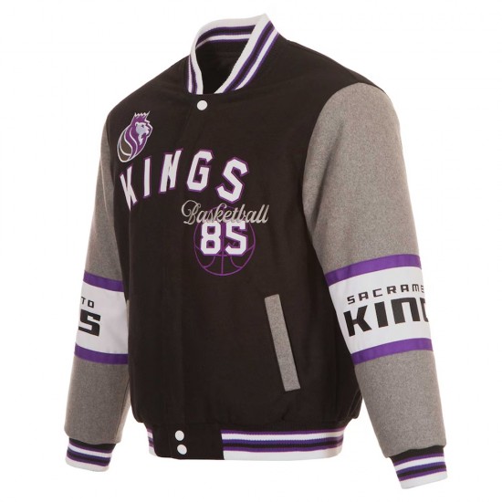 Sacramento Kings Black and Gray Varsity Wool Jacket