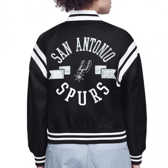 San Antonio Spurs Printed Logo Varsity Satin Jacket