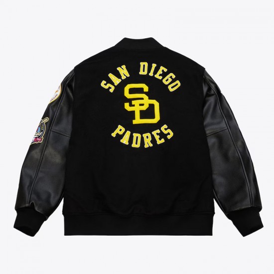 San Diego Padres Black Out Vintage Logo Varsity Jacket