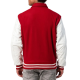 Scarlet Wool Body & White Leather Sleeves Letterman Jacket With Byron Collar