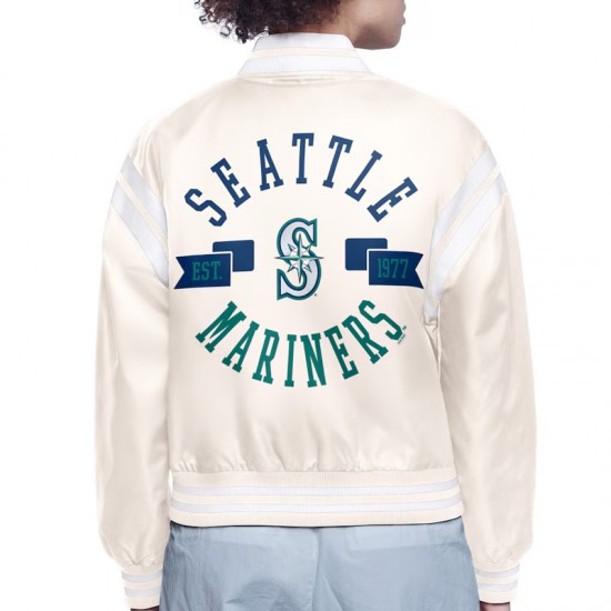 Seattle Mariners Printed Logo Varsity Satin Jacket