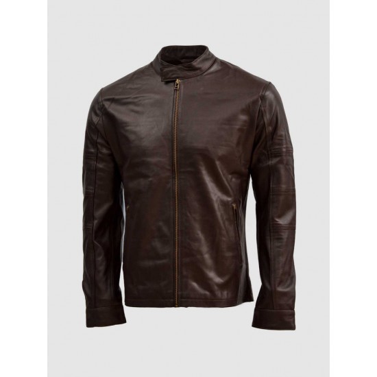 Sheep Leather Brown Biker Jacket