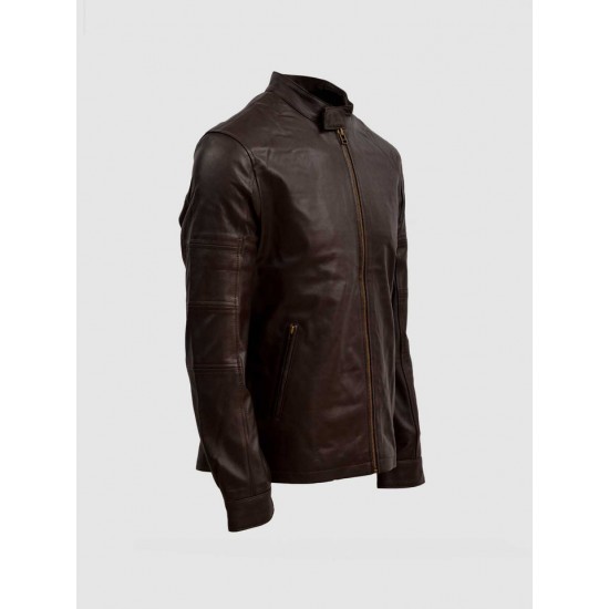 Sheep Leather Brown Biker Jacket