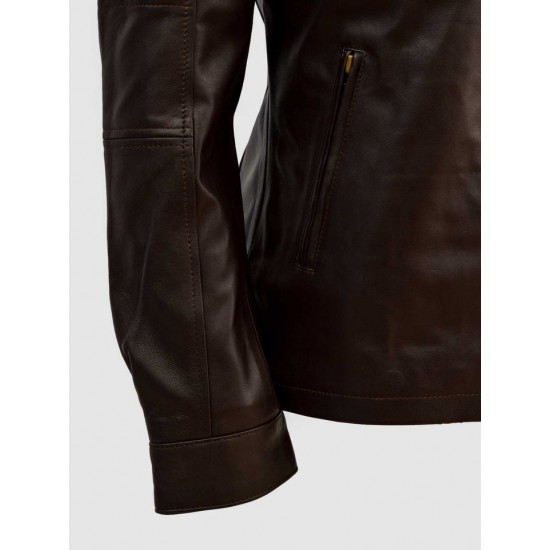 Sheep Leather Brown Biker Jacket