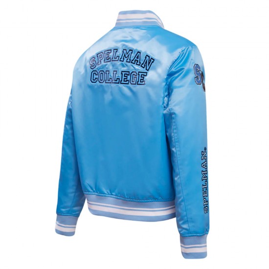 Spelman College Classic Rib Blue Satin Jacket