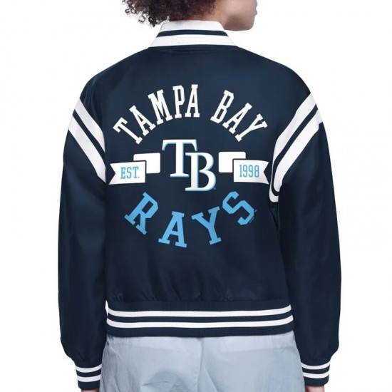 Tampa Bay Rays Printed Logo Varsity Satin Jacket