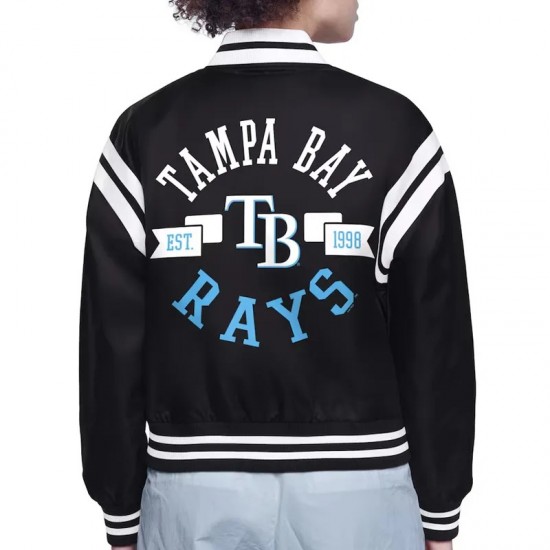 Tampa Bay Rays Printed Logo Varsity Satin Jacket