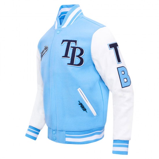 Tampa Bay Rays Script Light Blue Varsity Jacket