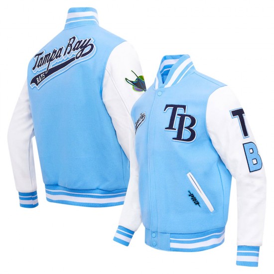 Tampa Bay Rays Script Light Blue Varsity Jacket