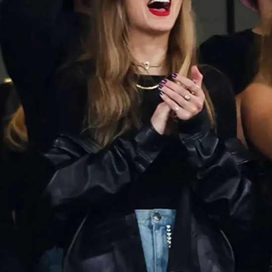 Taylor Swift Black Real Leather Jacket