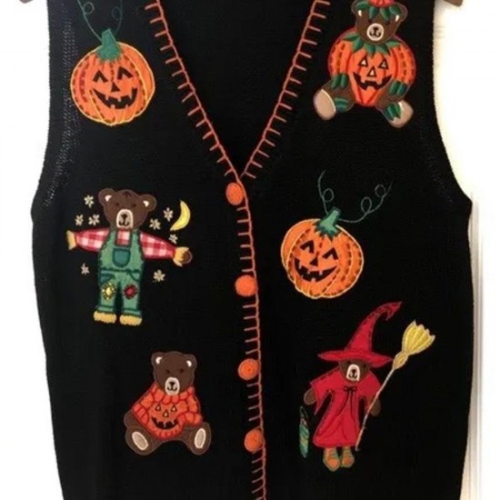 Teddy Bears Pumpkins Halloween Vest