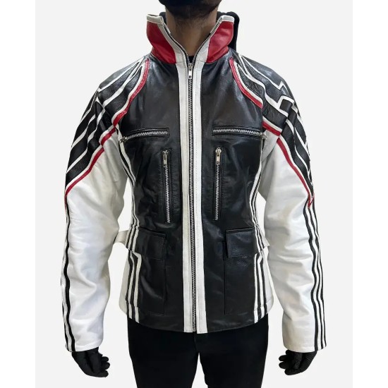 Tekken 8 Jin Kazama Black Leather Hooded Jacket