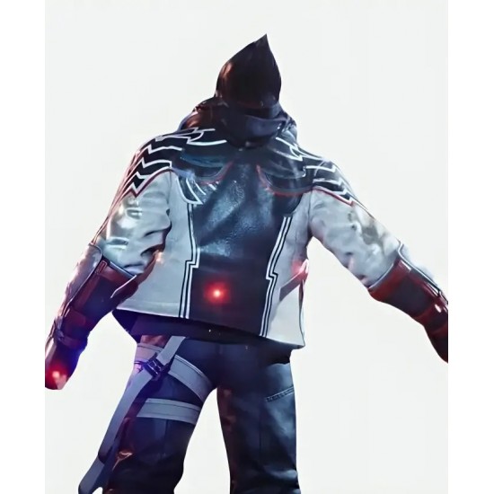 Tekken 8 Jin Kazama Black Leather Hooded Jacket