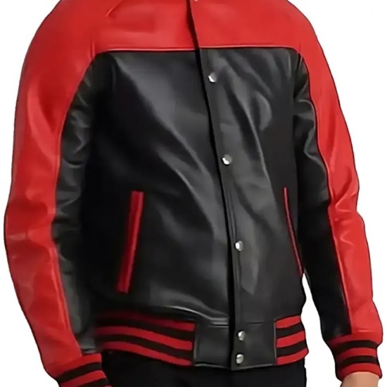 Terry Terrance Black And Red Leather Varsity Jacket