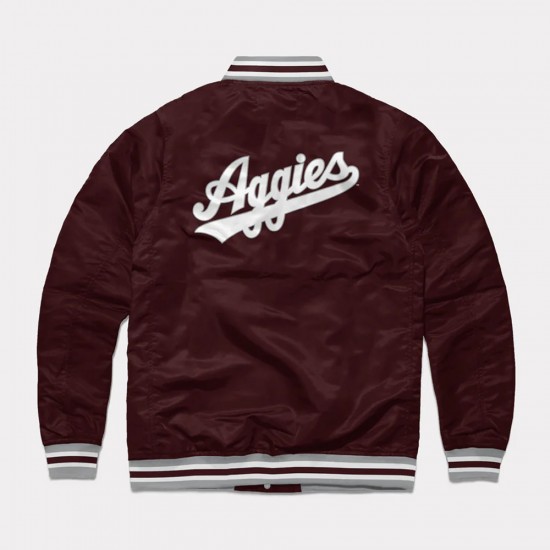 Texas A&M Aggies Wine Varsity Satin Jacket