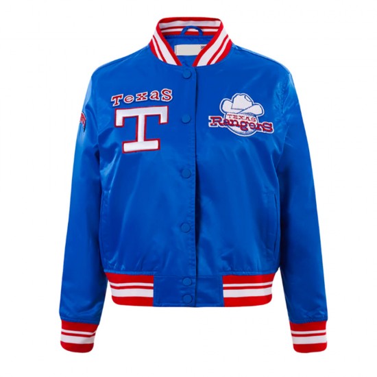 Texas Rangers Retro Classic Rib Royal Satin Jacket