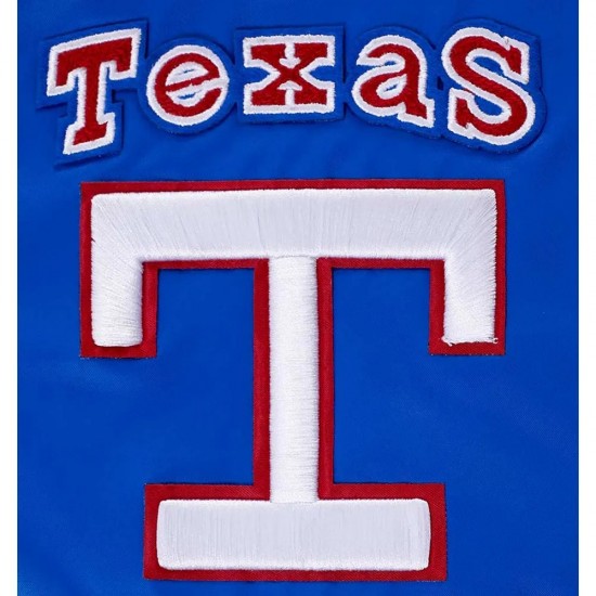 Texas Rangers Retro Classic Rib Royal Satin Jacket