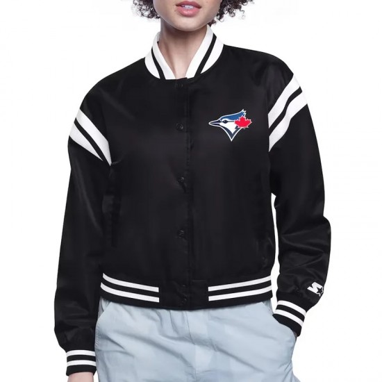 Toronto Blue Jays Printed Logo Varsity Satin Jacket