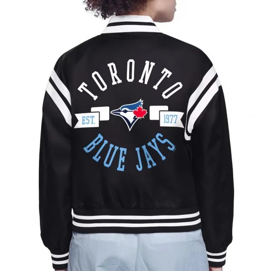 Toronto Blue Jays Printed Logo Varsity Satin Jacket