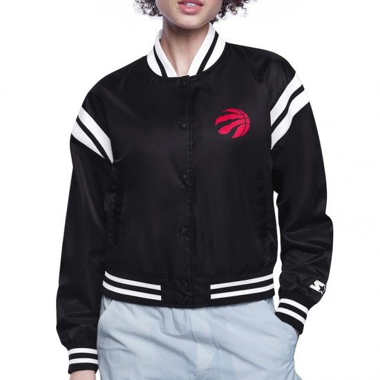 Toronto Raptors Printed Logo Varsity Satin Jacket