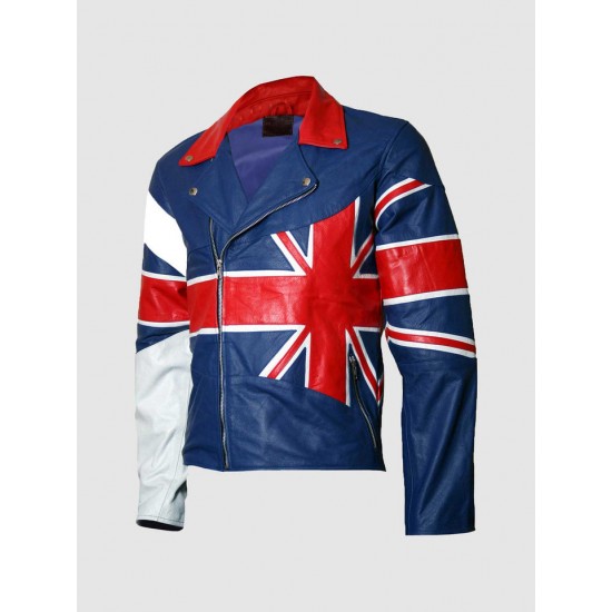 Union Jack Flag Men's Biker Leather Jacket