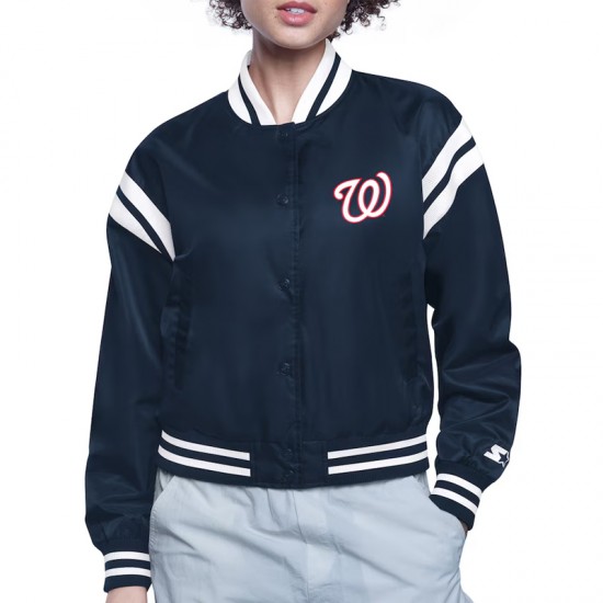 Washington Nationals Printed Logo Varsity Satin Jacket