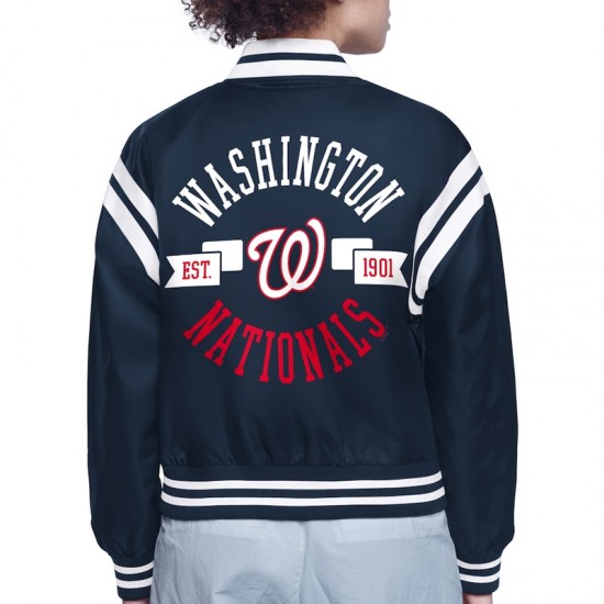 Washington Nationals Printed Logo Varsity Satin Jacket