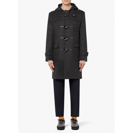 Men's WEIR Grey Hooded Wool Duffle Coat