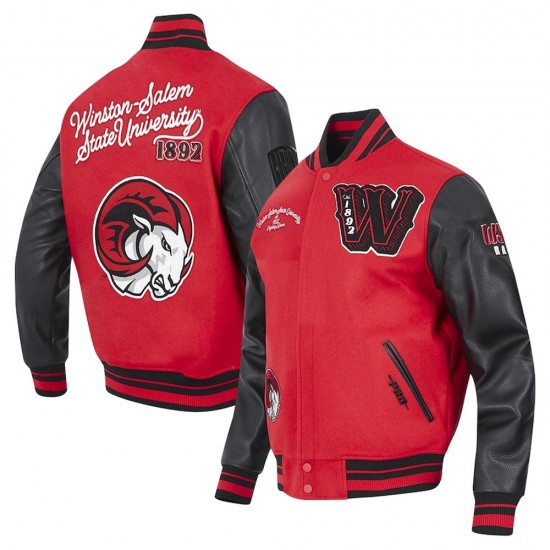 Winston-Salem State Rams HBCU Red and Black Varsity Jacket