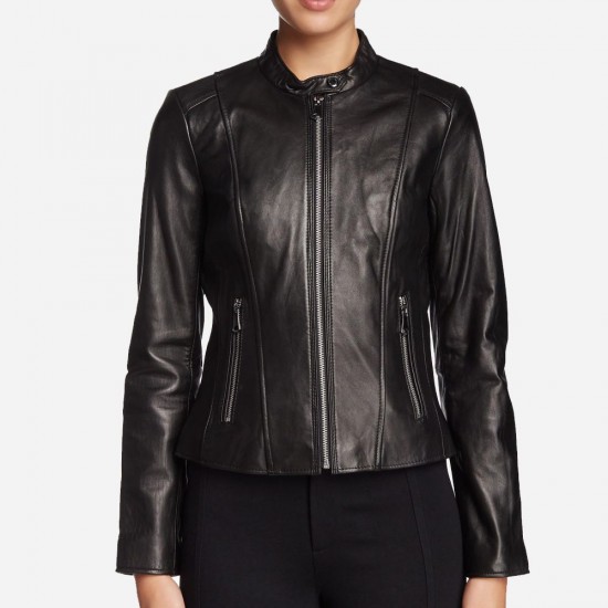 Women Madame Black Leather Jacket